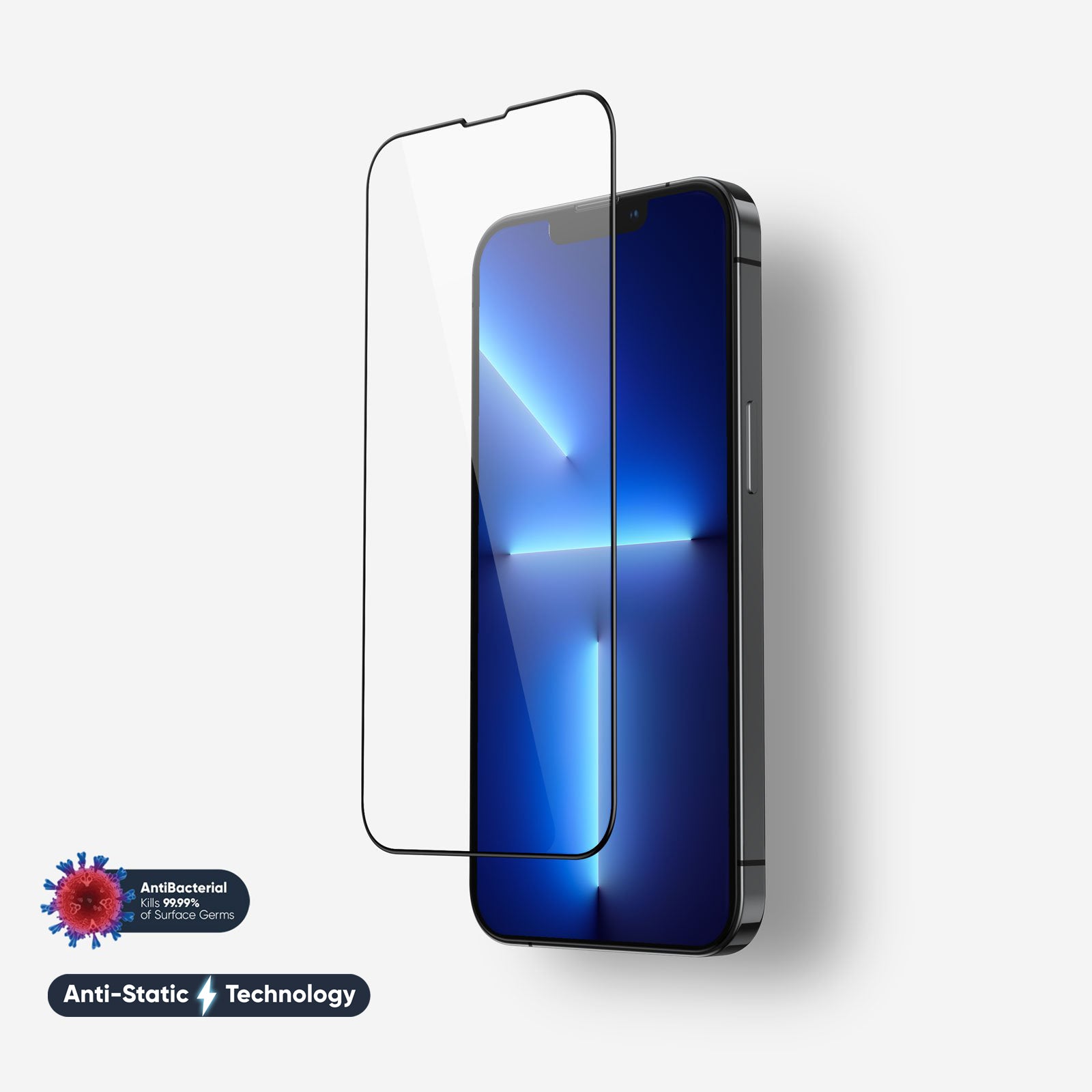 NanoArmour for iPhone 13 Pro Screen Protector Antimicrobial Anti-Dust Edge-to-Edge Blue Light Blocker