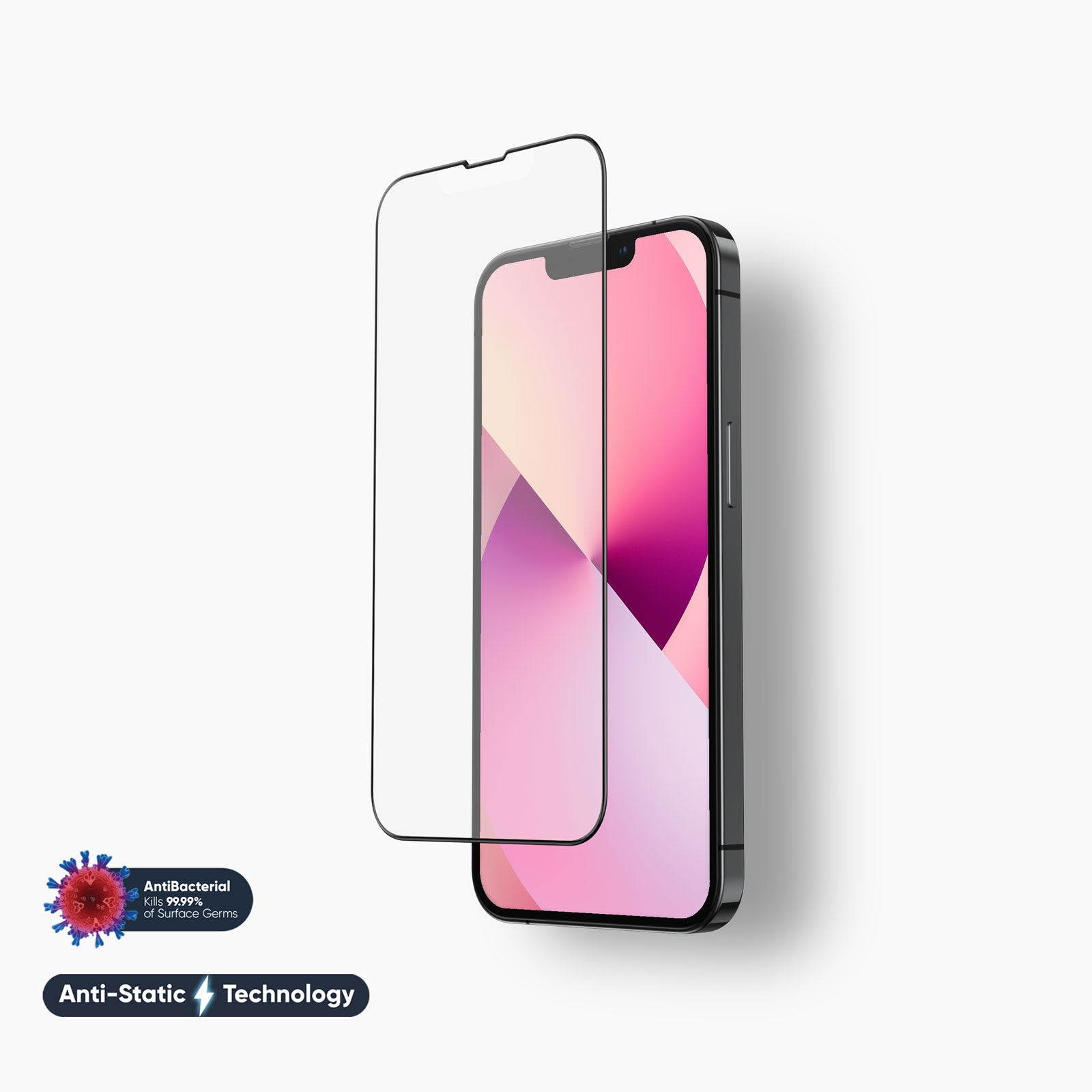 FLOLAB NanoAmour for iPhone 13 Anti Glare Screen Protector Antimicrobial Anti-Dust Edge-to-Edge