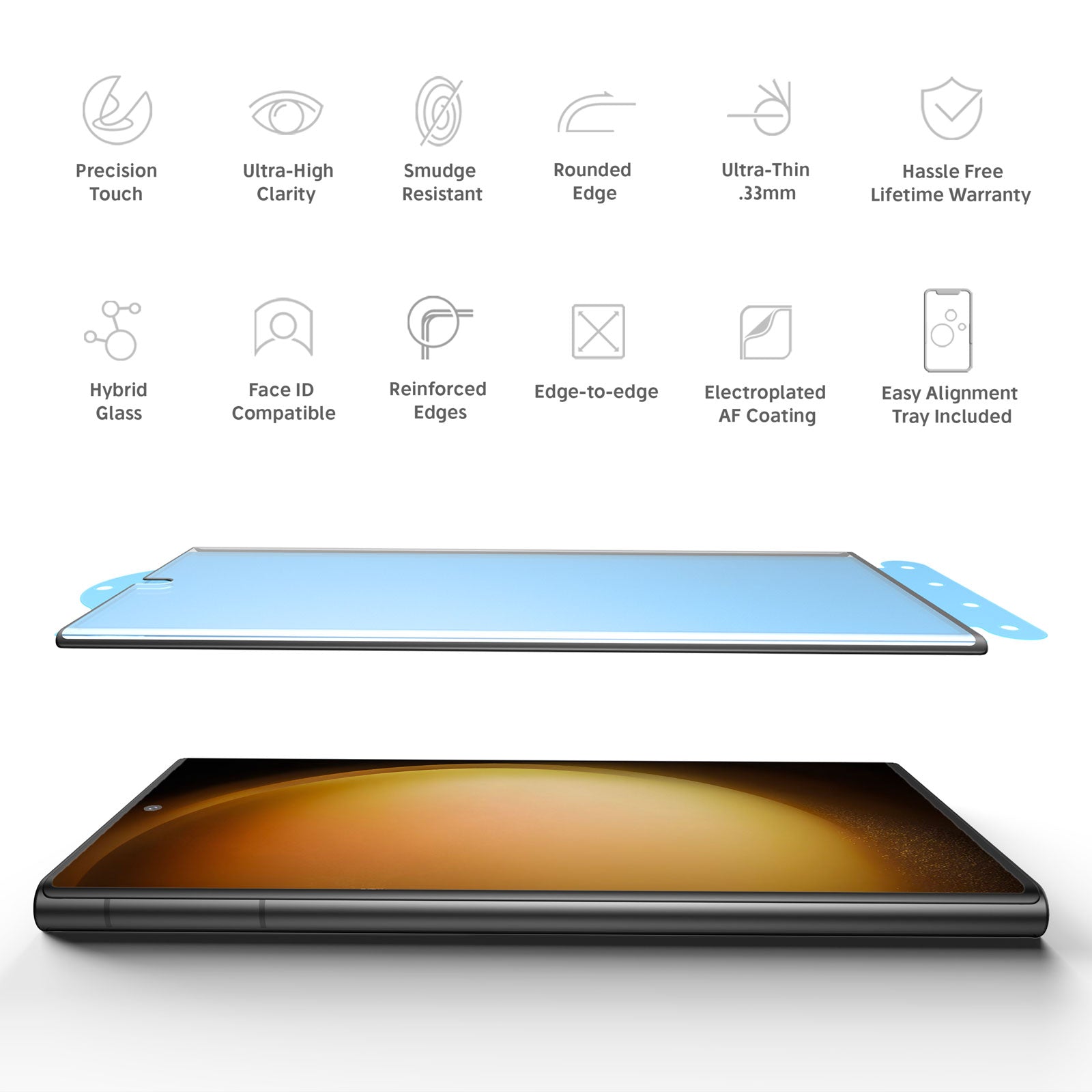 NanoArmour for Samsung Galaxy S23 Ultra Hybrid Screen Protector Anti Microbial