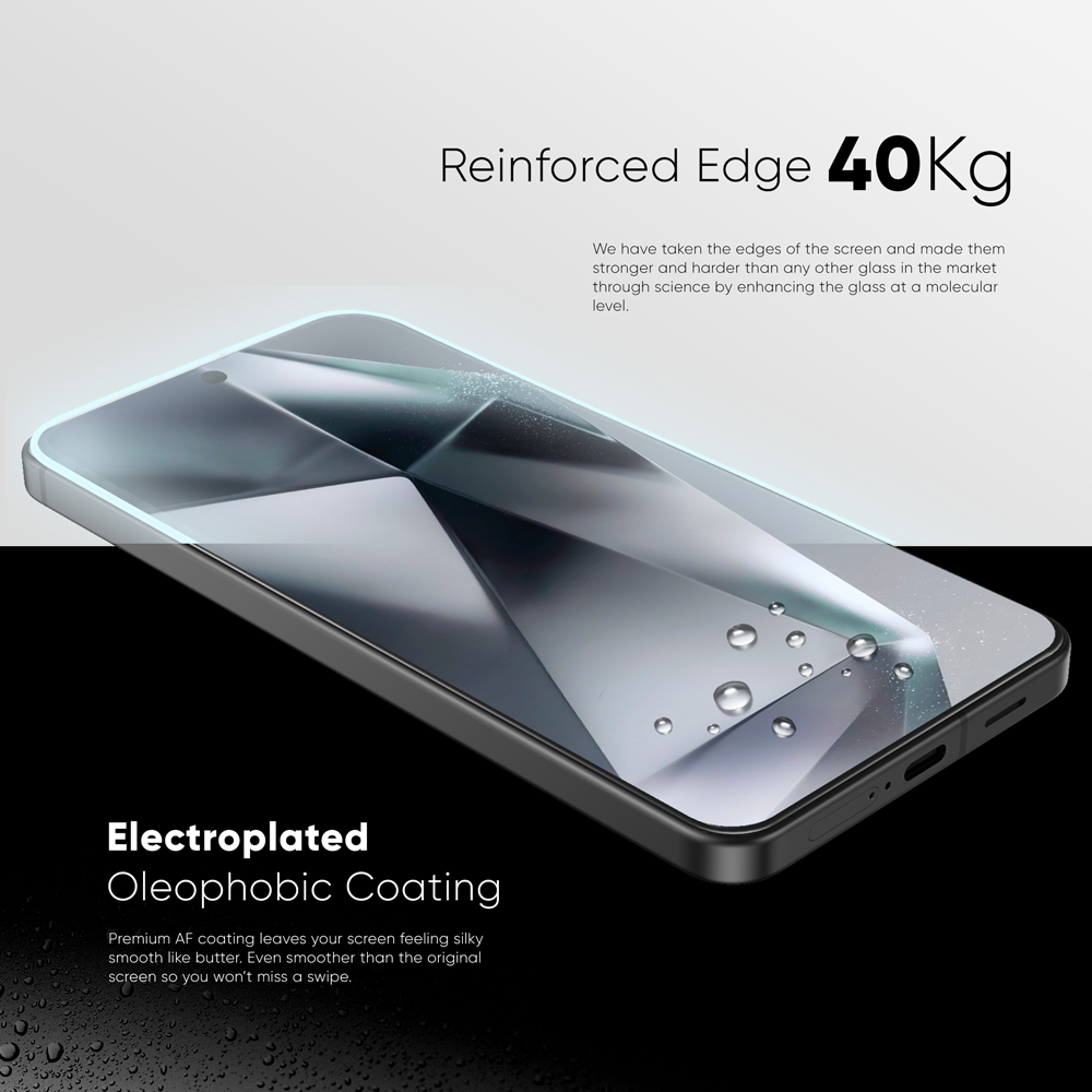 FLOLAB NanoArmour ONETIME for Samsung Galaxy S24 Screen Protector Anti Microbial, Fingerprint ID Compatible